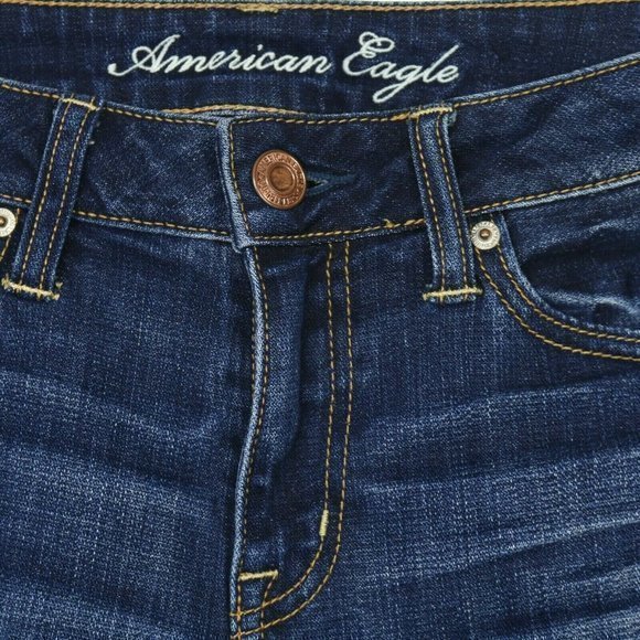 American Eagle Slouchy Cropped Jeans Stretch Dark 2 - Picture 9 of 12
